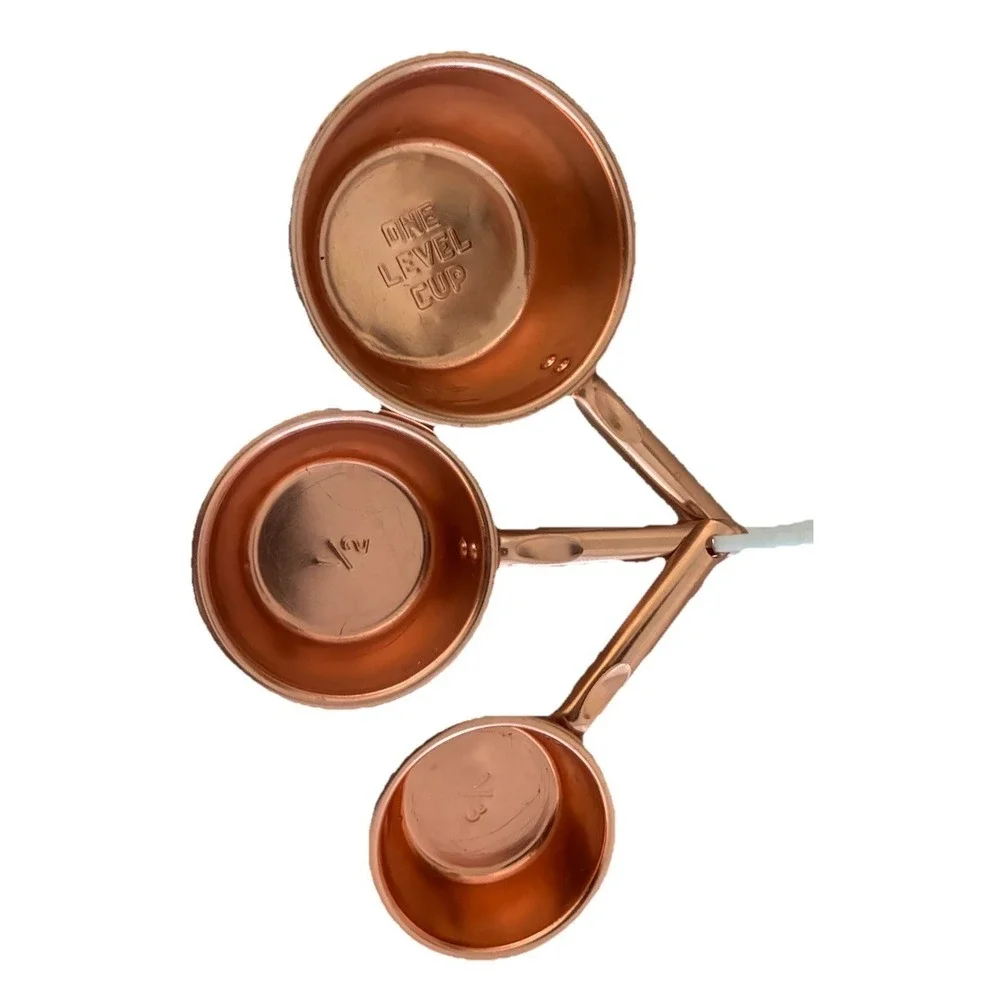 Vintage Copper Plated Measuring‎ Cup Set Of 3 (1/3, 1/2, 1 cup)